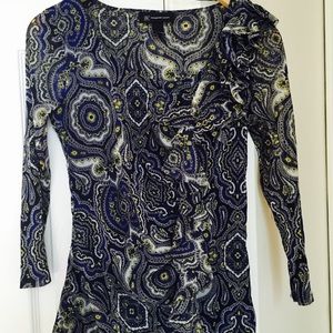 Inc International Concepts Navy White Yellow Top